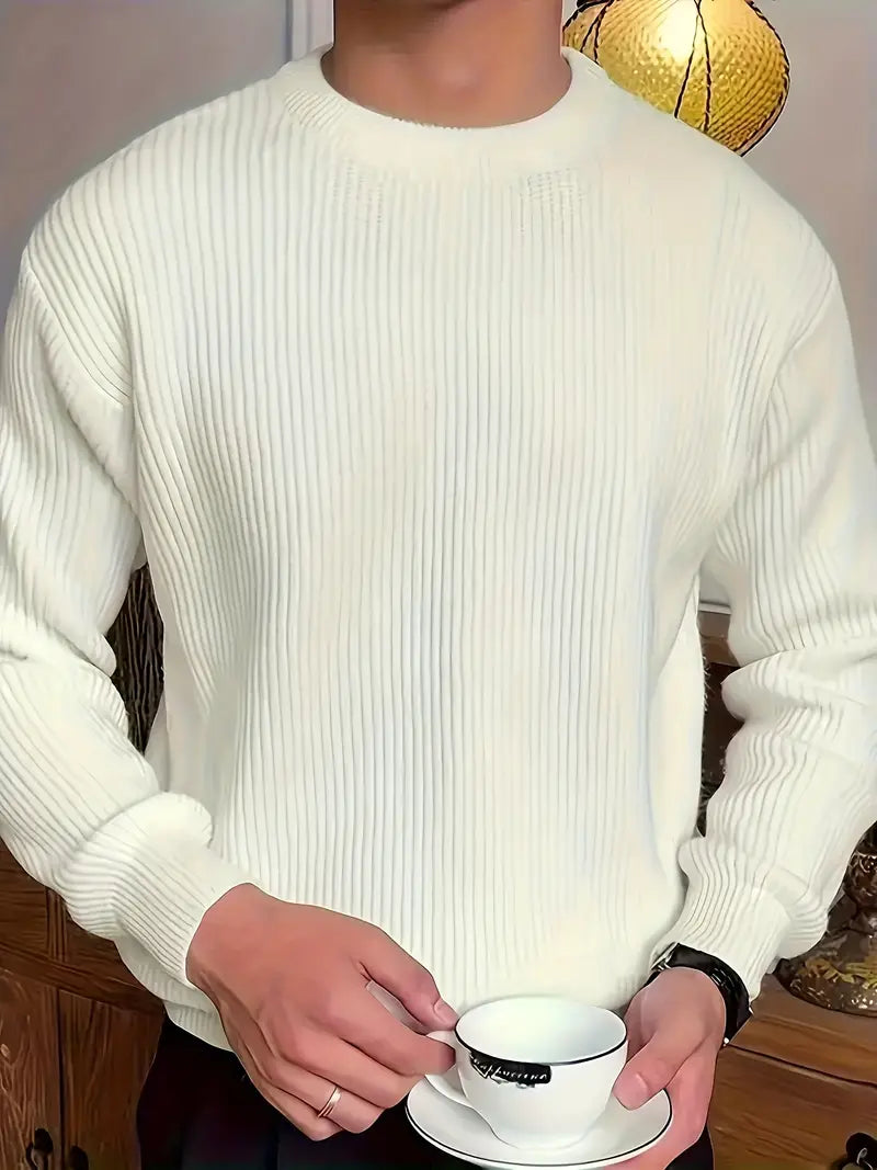 Knitted Crew Neck Jumper | Ribbed Long Sleeve Fit