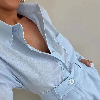 Women’s Matching Linen Shirt & Shorts Set