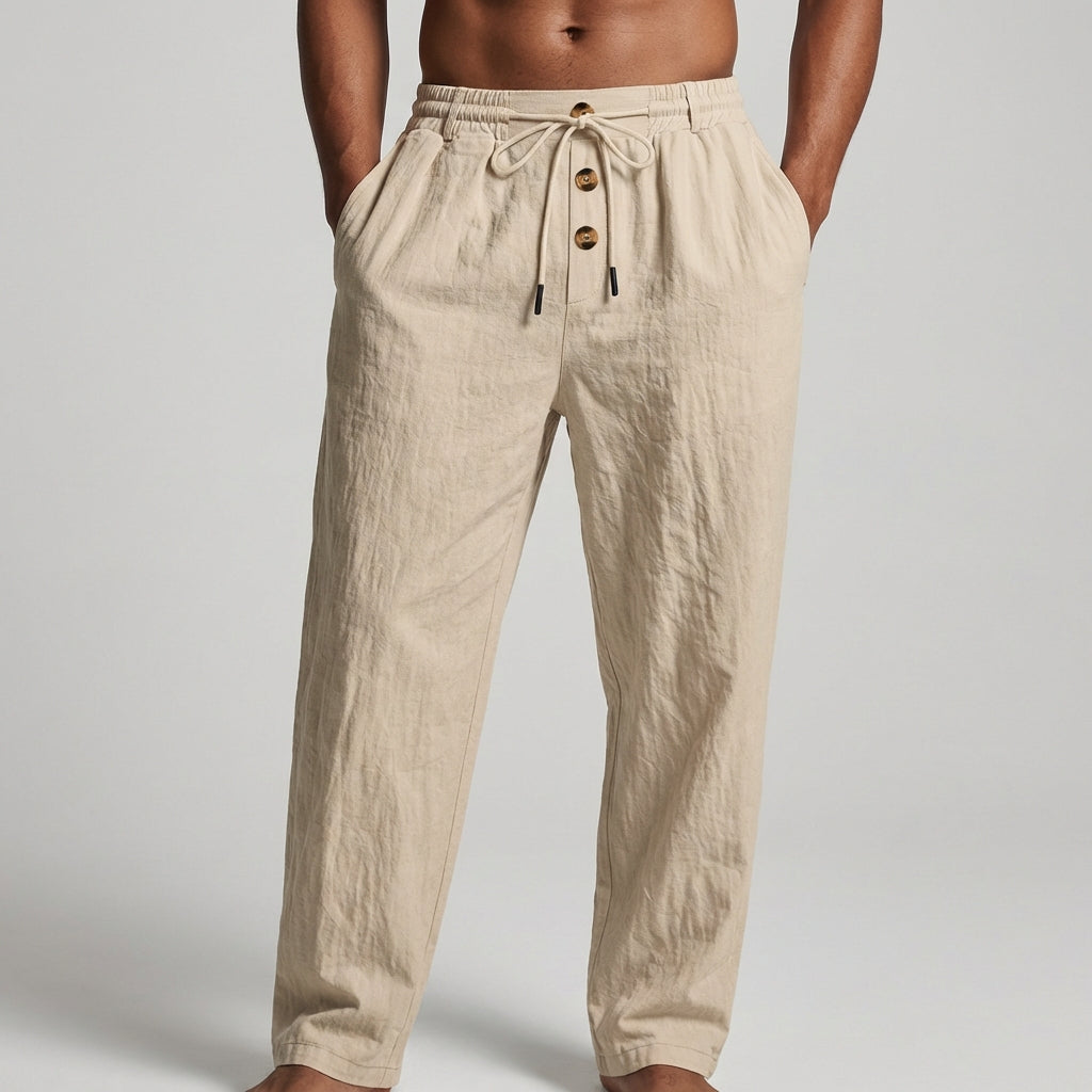 Men’s Linen Wide-Leg Drawstring Pants
