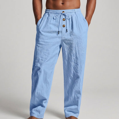 Men’s Linen Wide-Leg Drawstring Pants