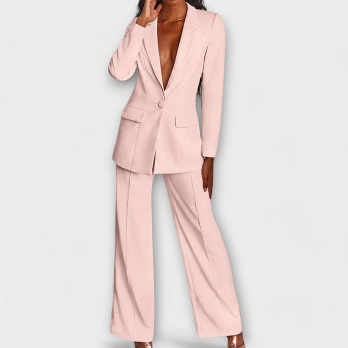 Blazer Trouser Suit Set | Long Sleeve with Wide Leg Trousers