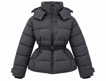 Padded Puffer Jacket | Belted Winter Style with High Neck