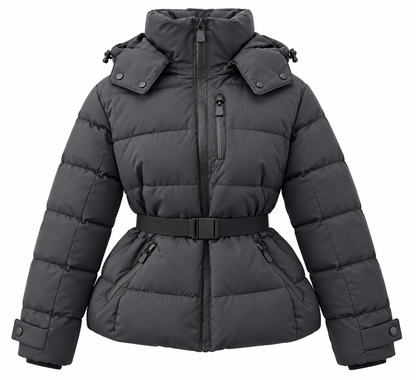 Padded Puffer Jacket | Belted Winter Style with High Neck