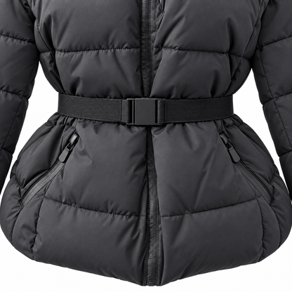 Padded Puffer Jacket | Belted Winter Style with High Neck