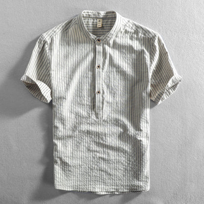 Mandarin Collar Henley Shirt for Men