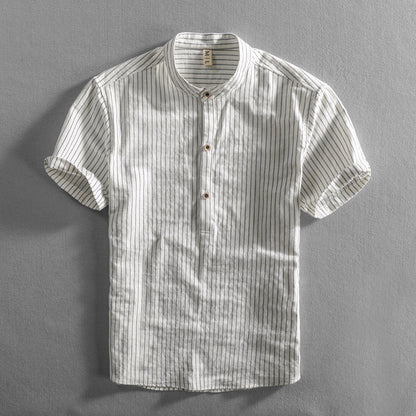 Mandarin Collar Henley Shirt for Men