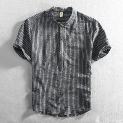 Mandarin Collar Henley Shirt for Men