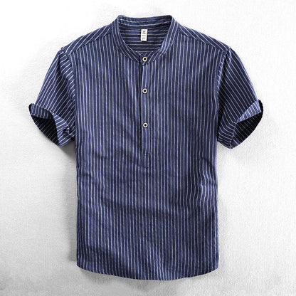 Mandarin Collar Henley Shirt for Men