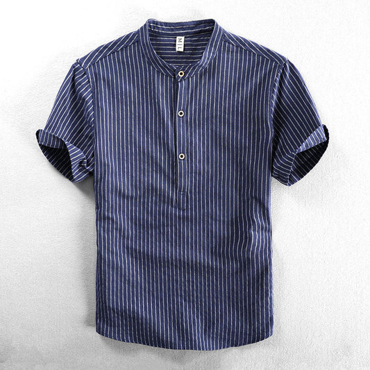 Mandarin Collar Henley Shirt for Men