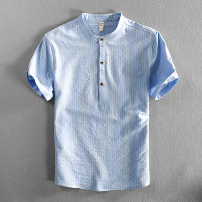 Mandarin Collar Henley Shirt for Men