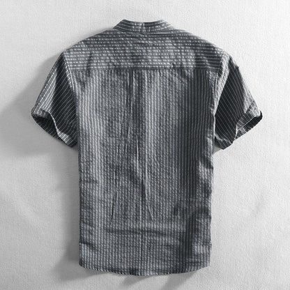 Mandarin Collar Henley Shirt for Men