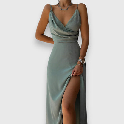 Women's Wrap High Slit Evening Maxi Dress