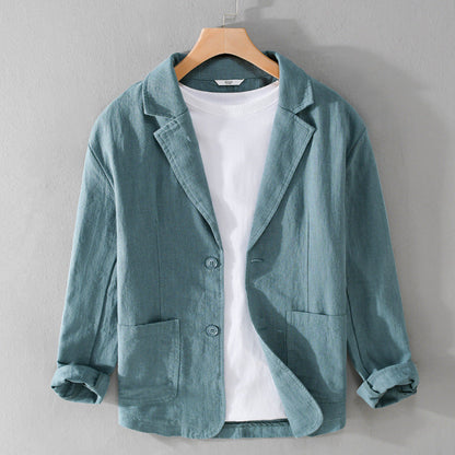 Men’s Single-Breasted Patch Pocket Linen Blazer