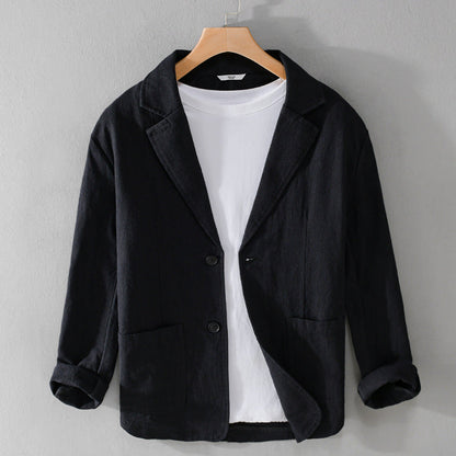 Men’s Single-Breasted Patch Pocket Linen Blazer