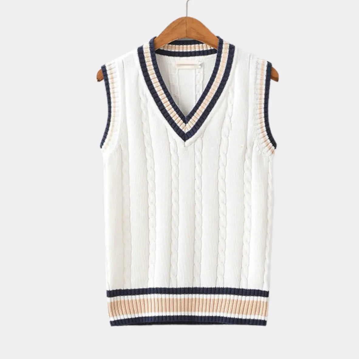 Knitted Sweater Vest | V Neck with Ribbed Trim