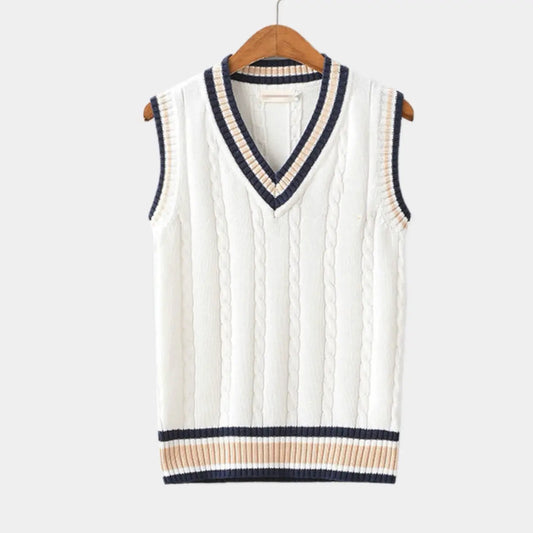 Knitted Sweater Vest | V Neck with Ribbed Trim