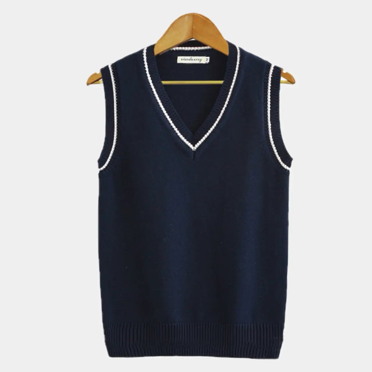 Knitted Sweater Vest | V Neck with Ribbed Trim