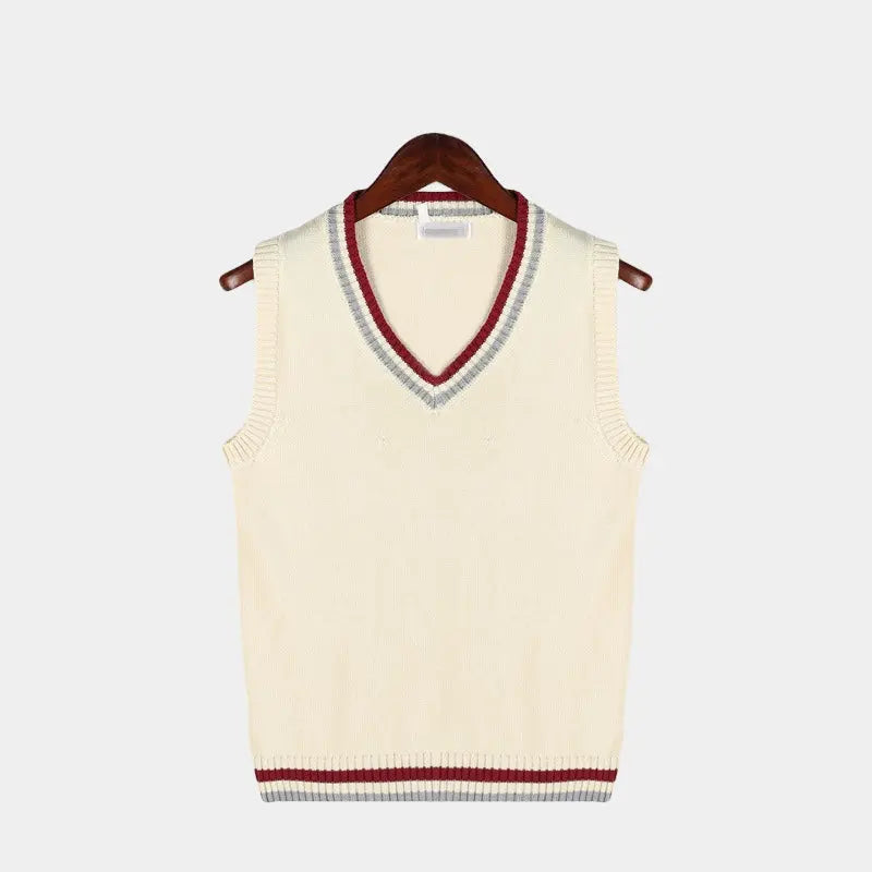 Knitted Sweater Vest | V Neck with Ribbed Trim