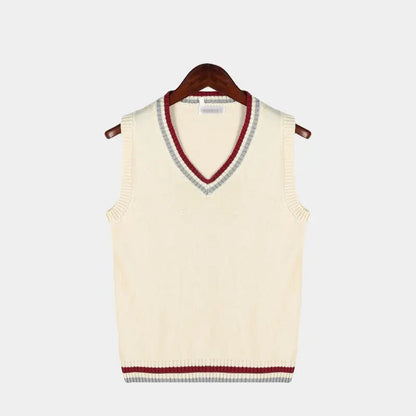 Knitted Sweater Vest | V Neck with Ribbed Trim