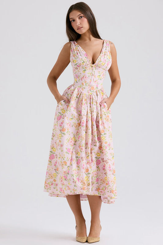 Women's V Neck  Floral Dress