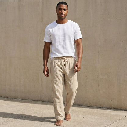 Men’s Linen Wide-Leg Drawstring Pants