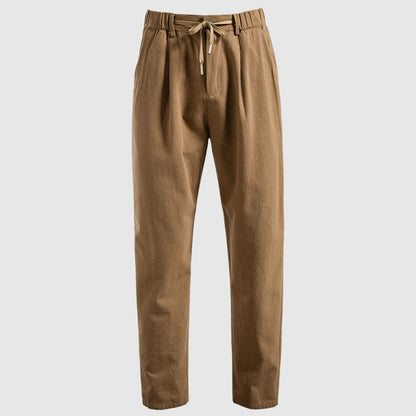 Straight Leg Linen Drawstring Trousers