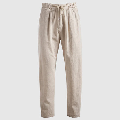 Straight Leg Linen Drawstring Trousers