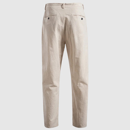 Straight Leg Linen Drawstring Trousers