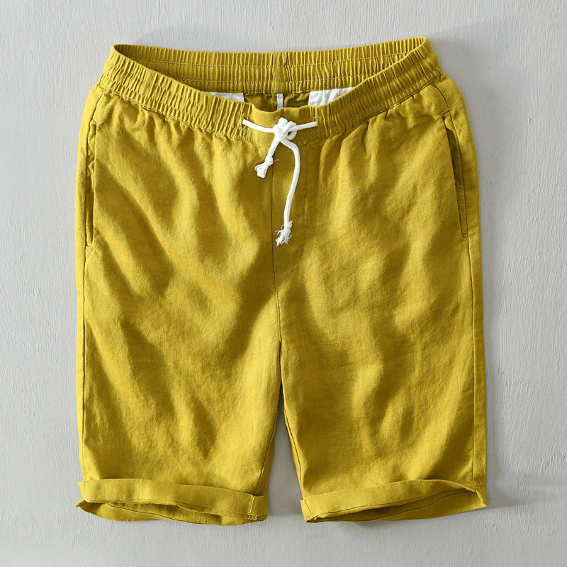 Men's Linen Shorts | Rolled Cuffs Shorts