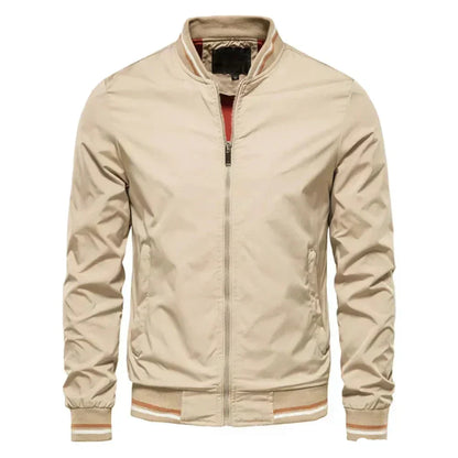 Bomber Jacket | Striped Trim Zip Front