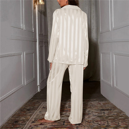 Pajama Set | Classic Stripe Top and Wide Leg Bottoms