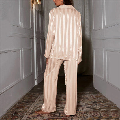 Pajama Set | Classic Stripe Top and Wide Leg Bottoms
