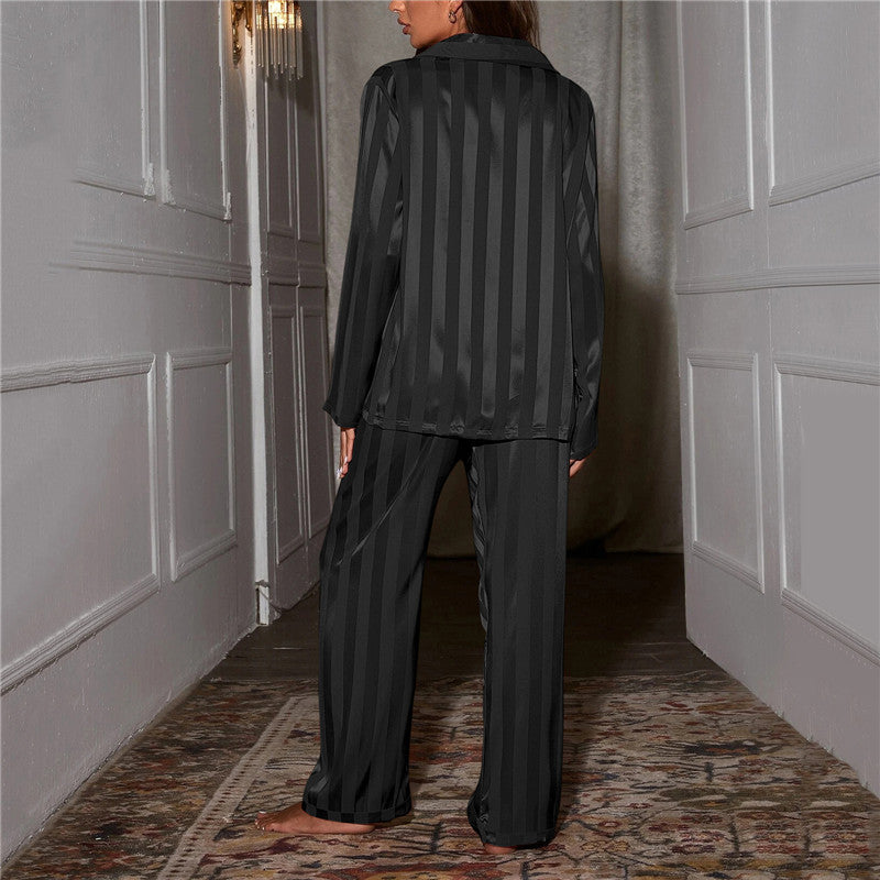 Pajama Set | Classic Stripe Top and Wide Leg Bottoms