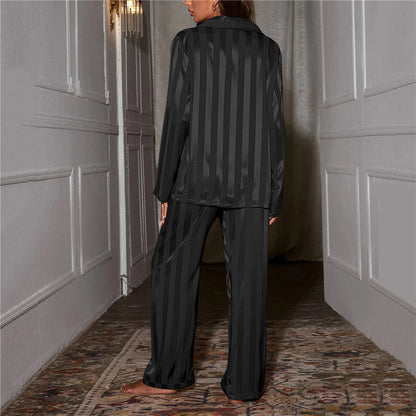 Pajama Set | Classic Stripe Top and Wide Leg Bottoms