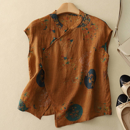 Blouse | Mandarin Collar Asymmetrical Front
