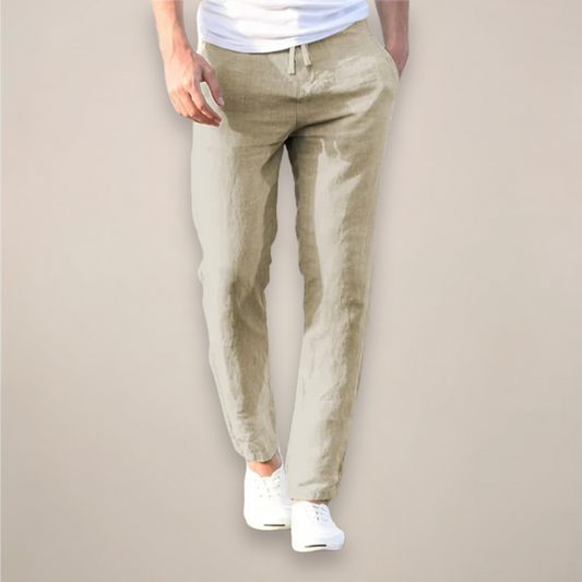 Men’s Linen Drawstring Tapered Trousers