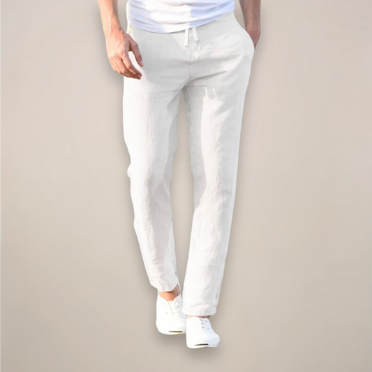 Men’s Linen Drawstring Tapered Trousers