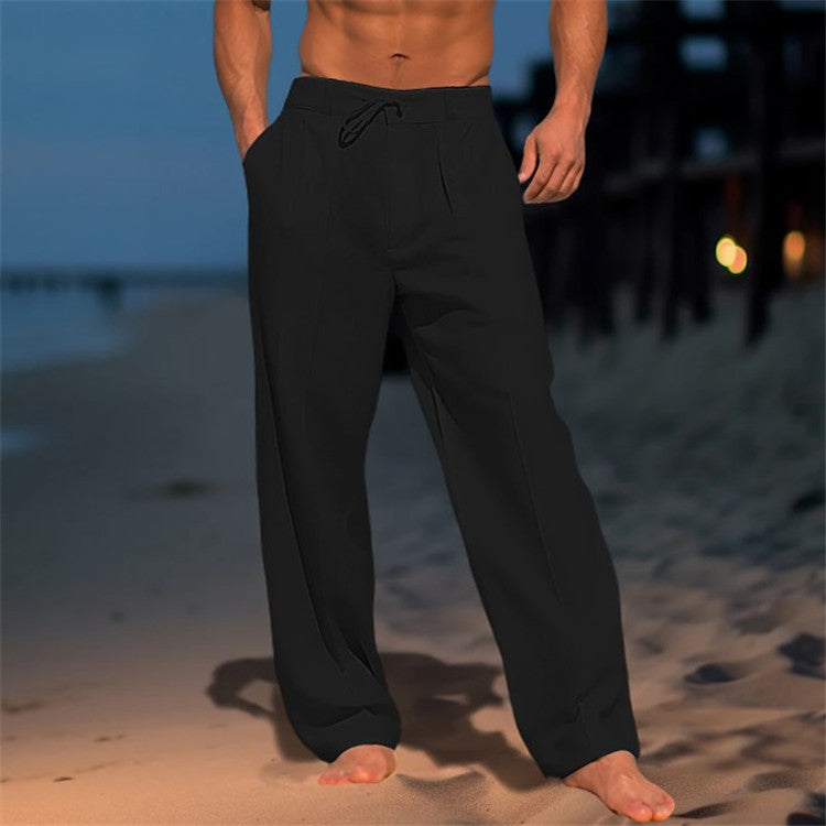 Men's Drawstring Pleated Trousers