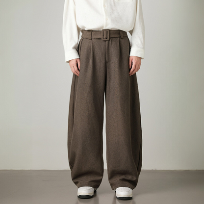 Wide Leg Belted Trousers