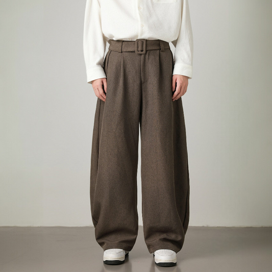Wide Leg Belted Trousers