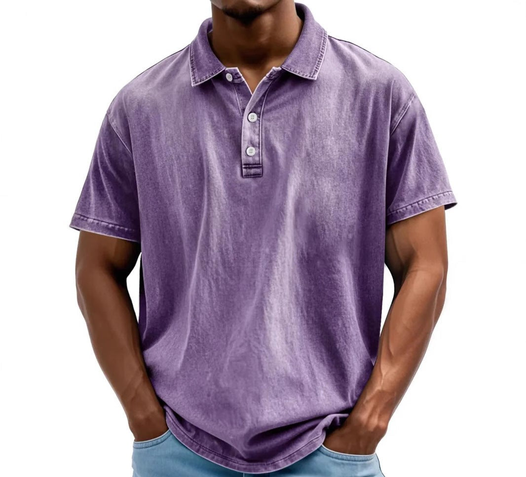 Men’s Washed Vintage Style Polo Shirt