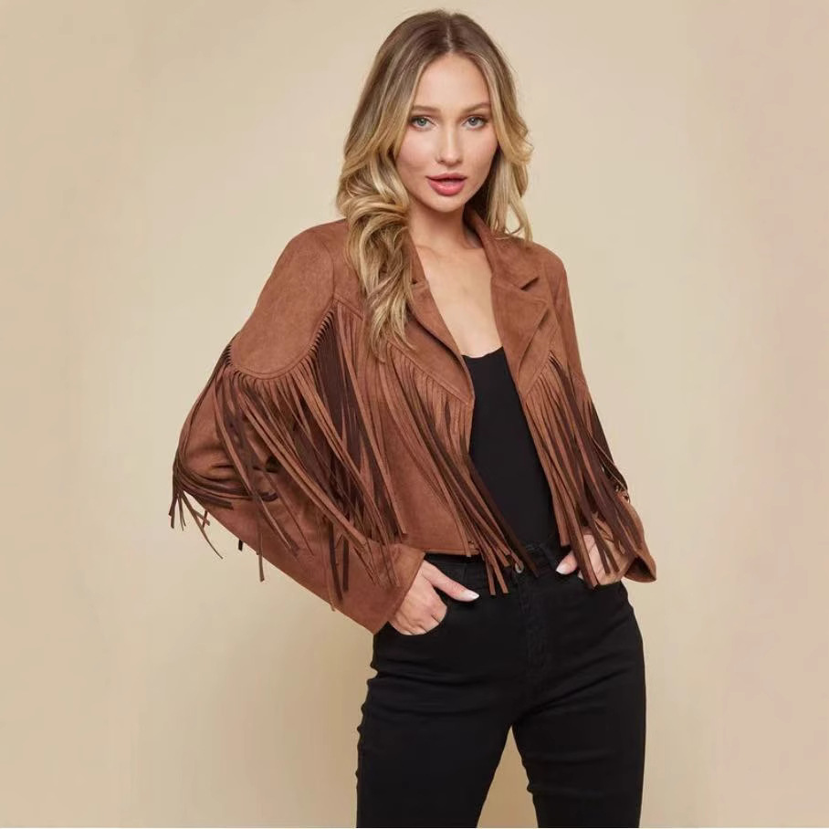 Fringe Jacket - Cropped Cut with Western Style Detail