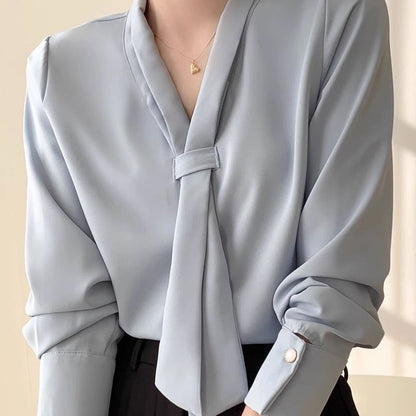 Women's Chiffon Blouse | Tie-Neck Long Sleeve