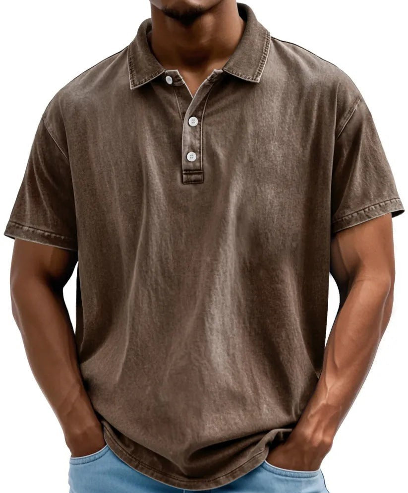 Men’s Washed Vintage Style Polo Shirt