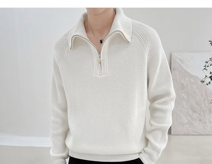 Quarter Zip Jumper | Ribbed Knit with Relaxed Fit