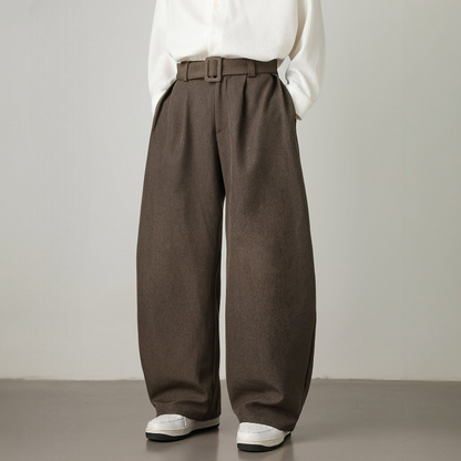 Wide Leg Belted Trousers