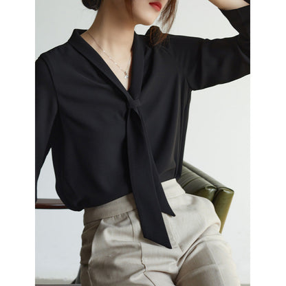 Women's Chiffon Blouse | Tie-Neck Long Sleeve
