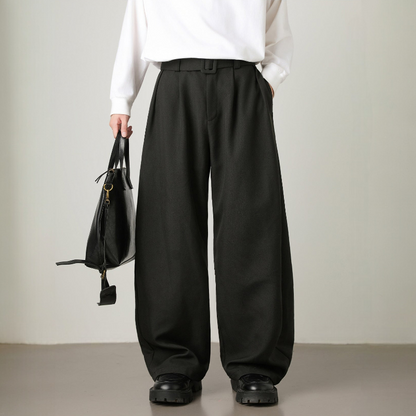 Wide Leg Belted Trousers
