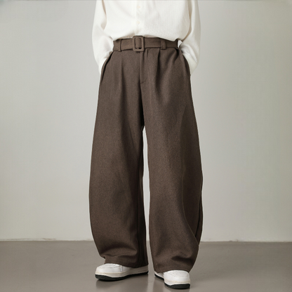 Wide Leg Belted Trousers