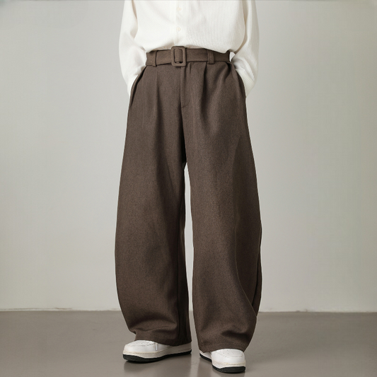 Wide Leg Belted Trousers